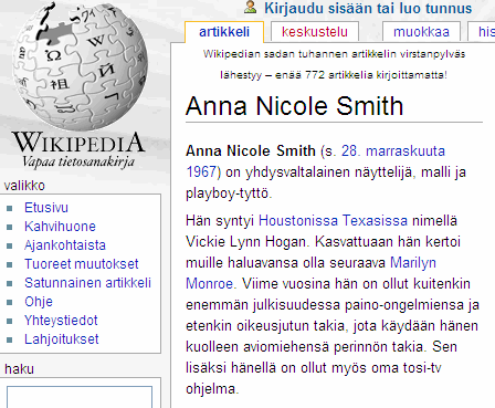 Wikipedia-fi AnnaNicoleSmith 2007-02-09