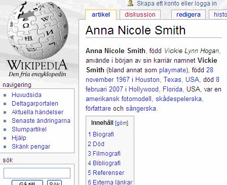 Wikipedia-sv AnnaNicoleSmith 2007-02-09
